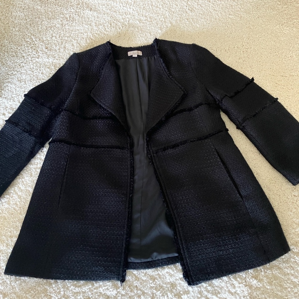 LOFT Black Textured coatigan